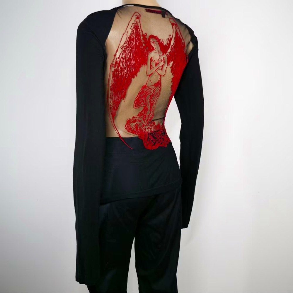 1990s Miss Sixty Fallen Angel Mesh Top
